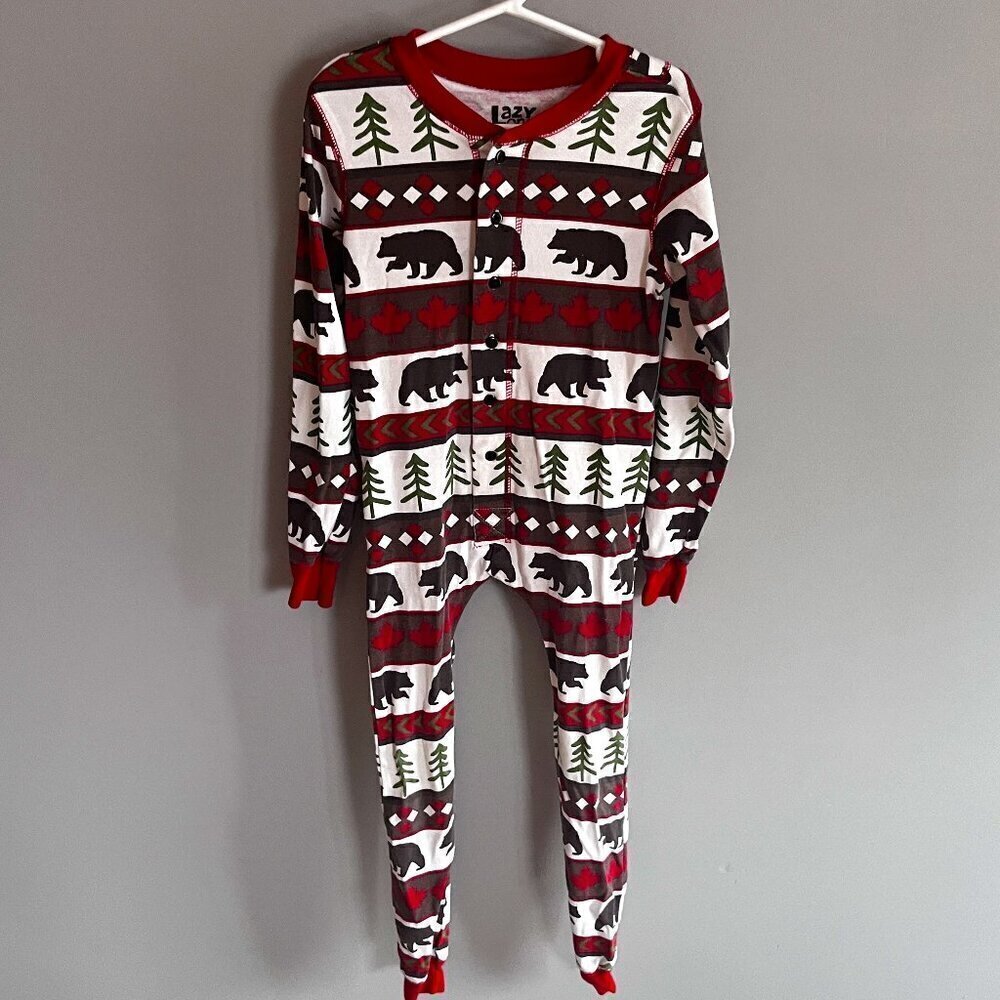 Lazy One "Bear Essentials" Kids Youth One Piece Flapjack PJs Pyjamas Size 6